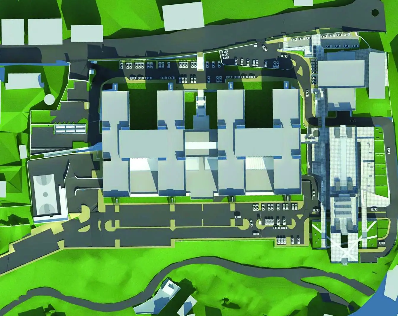 Site plan of the Fanar campus showing building footprints and landscape